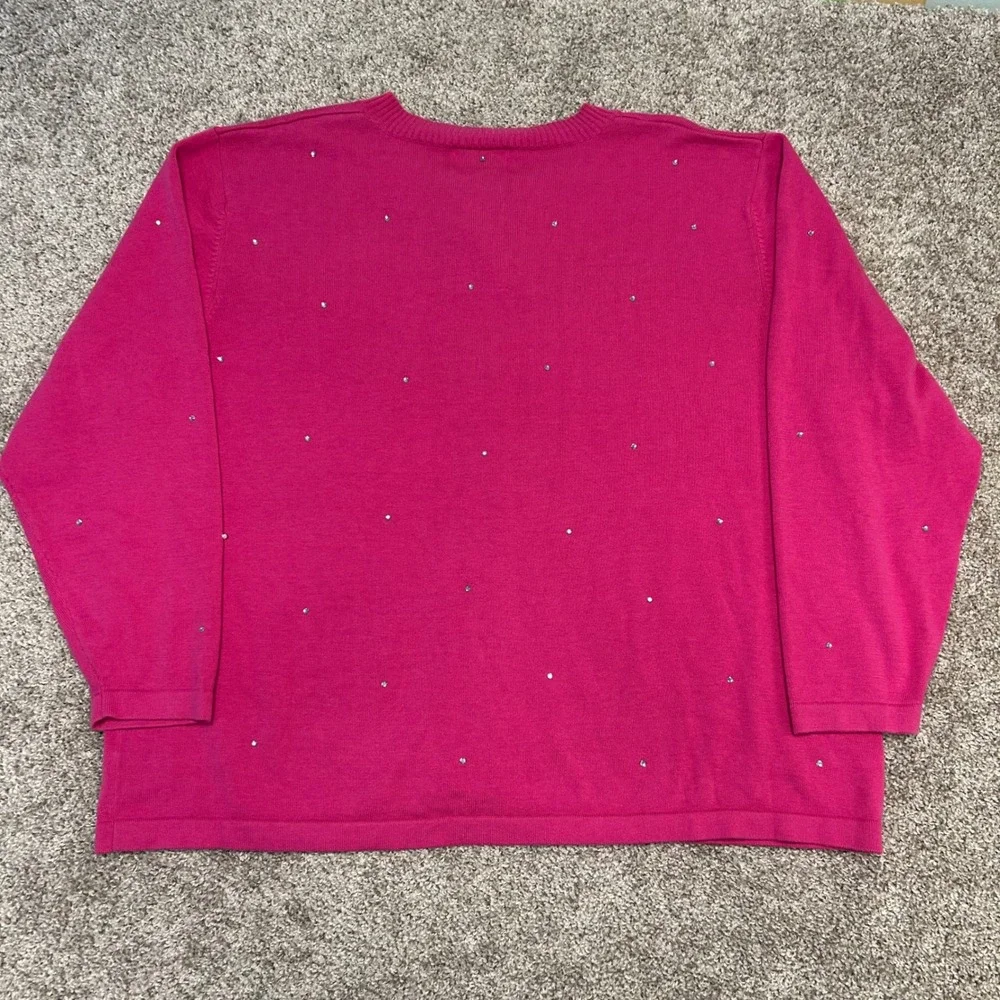 The Quacker Factory Pink Rhinestone Button Front Cardigan Sweater Women's 2X